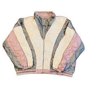 Vintage Westport Ltd. Woman's Pink Striped Windbreaker Jacket